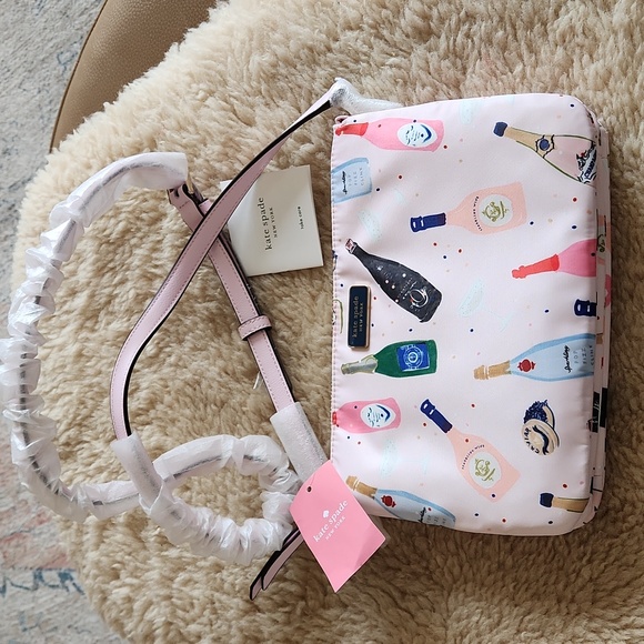 NWT Kate Spate Triple Gusset Pink Dawn Champagne Crossbody ๐พ ๐ - Picture 13 of 16